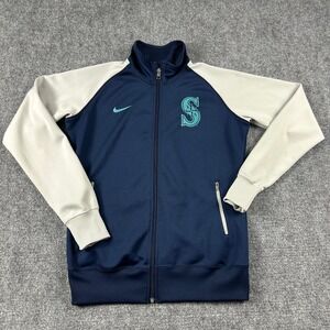 Nike Seattle Mariners Track Jacket Womens Large Navy Blue Grey Full Zip MLB